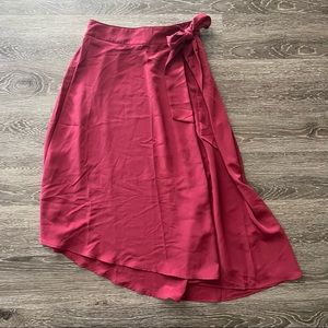 Prologue Red Midi Wrap Skirt